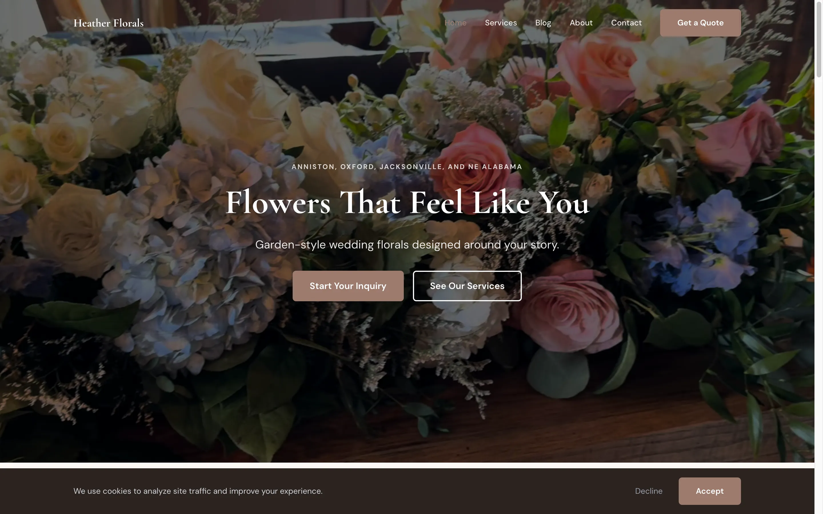 Heather Florals website screenshot