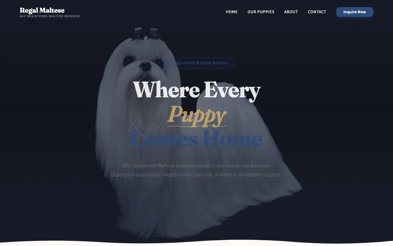 Regal Maltese website screenshot